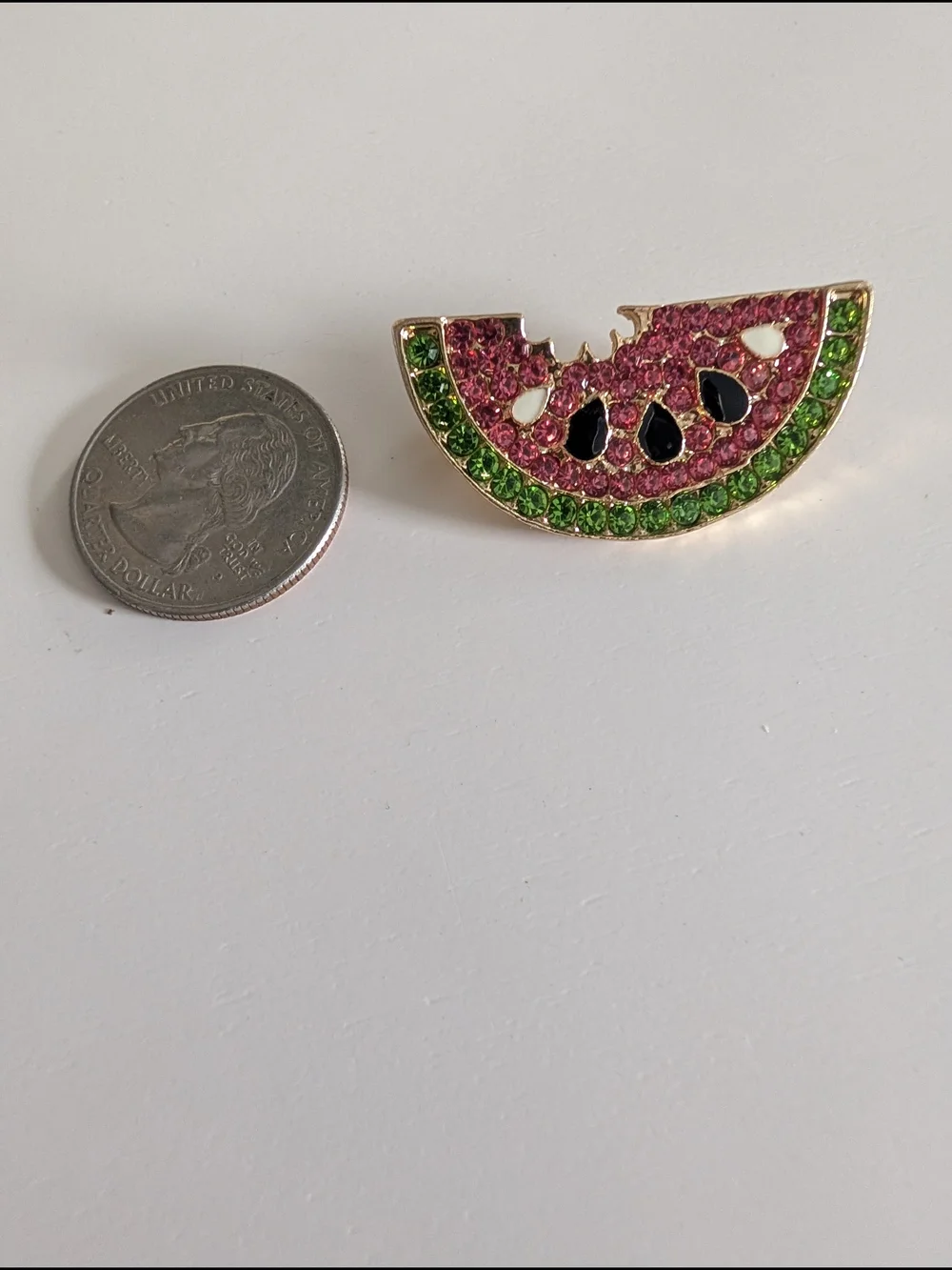 Watermelon Slice Brooch Sparkling Pink and Green